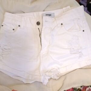 Wrangler Women's Distressed White Jean Shorts